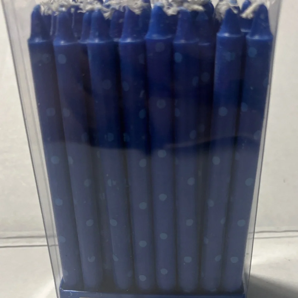 Blue Polka Dot Hanukkah menorah candles 45 count